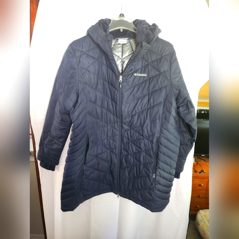 Columbia Women's Heavenly Long Hooded Jacket - Plus Size 3XL Dark Nocturnal